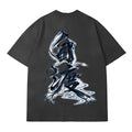 Self-rescue T-shirt, Washed-out Black, back DTG artwork