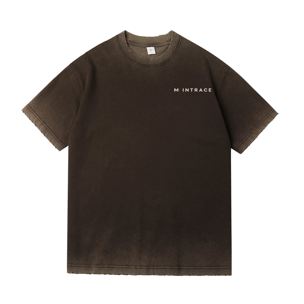 M·INTRACE Victory T-shirt in Deep Coffee Brown, front with left-chest embroidery